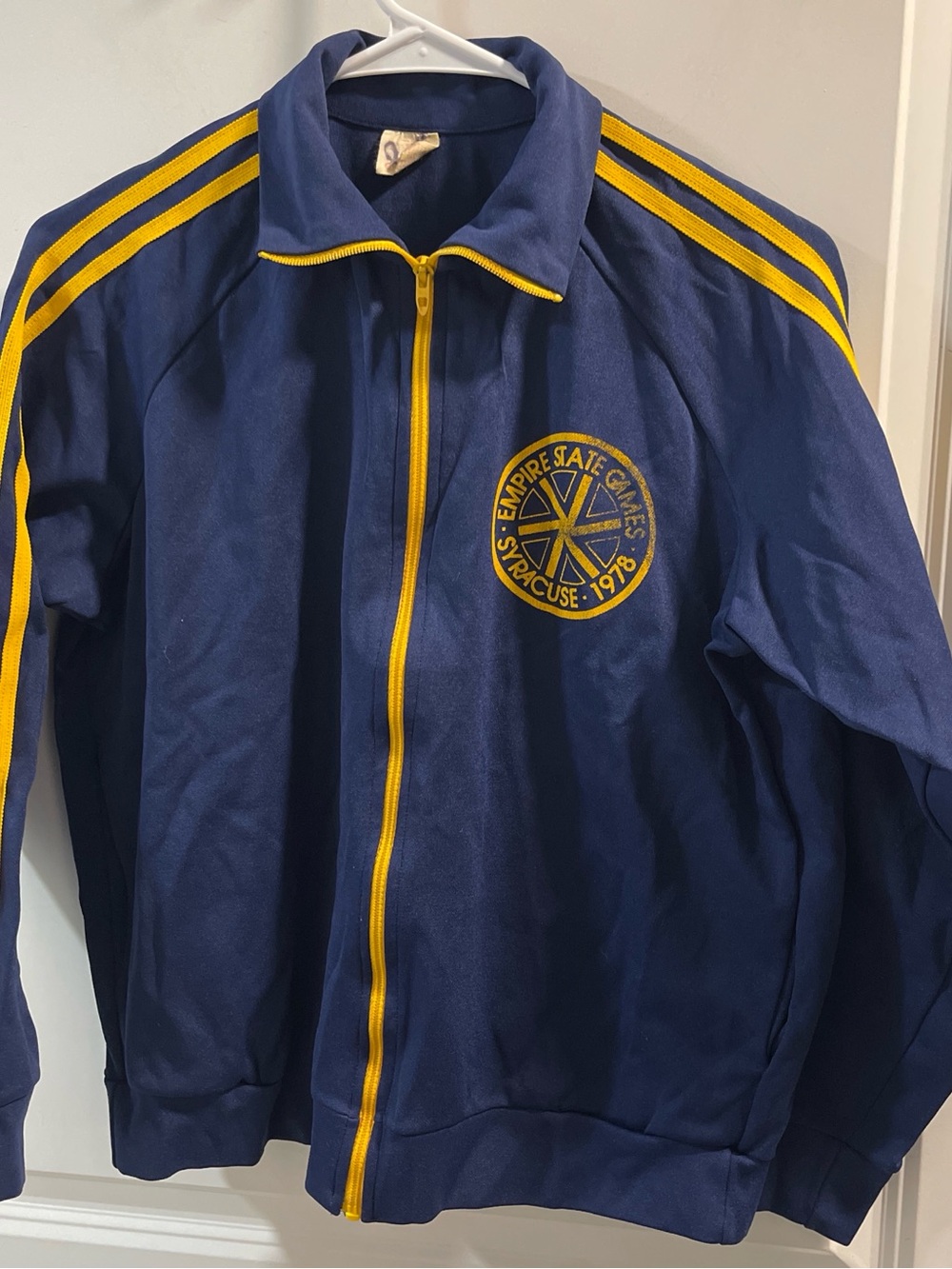 Empire State Navy and Yellow Vintage-Inspired Track Jacket -